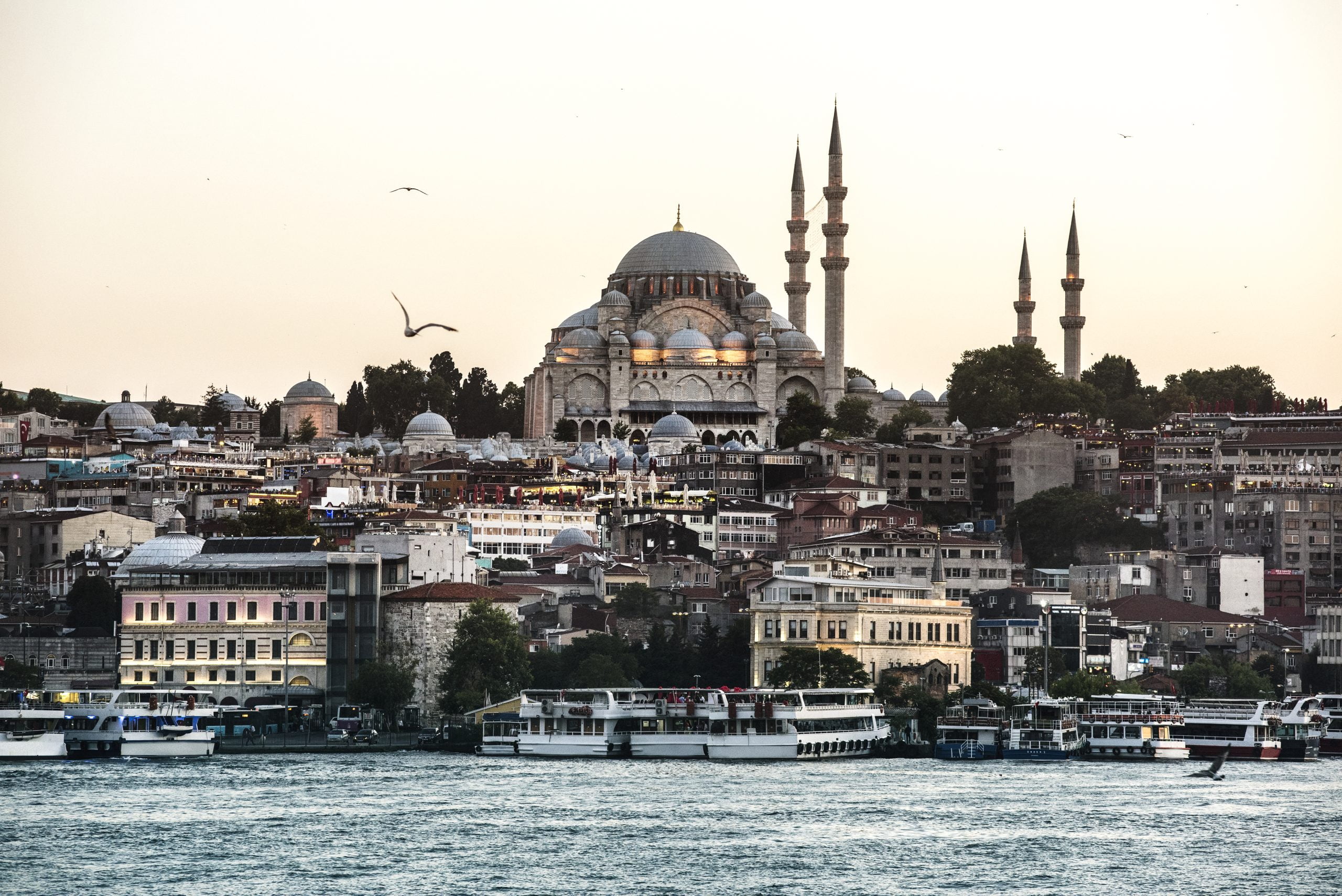 Cruise ship on the ocean in Istanbul, Turkey